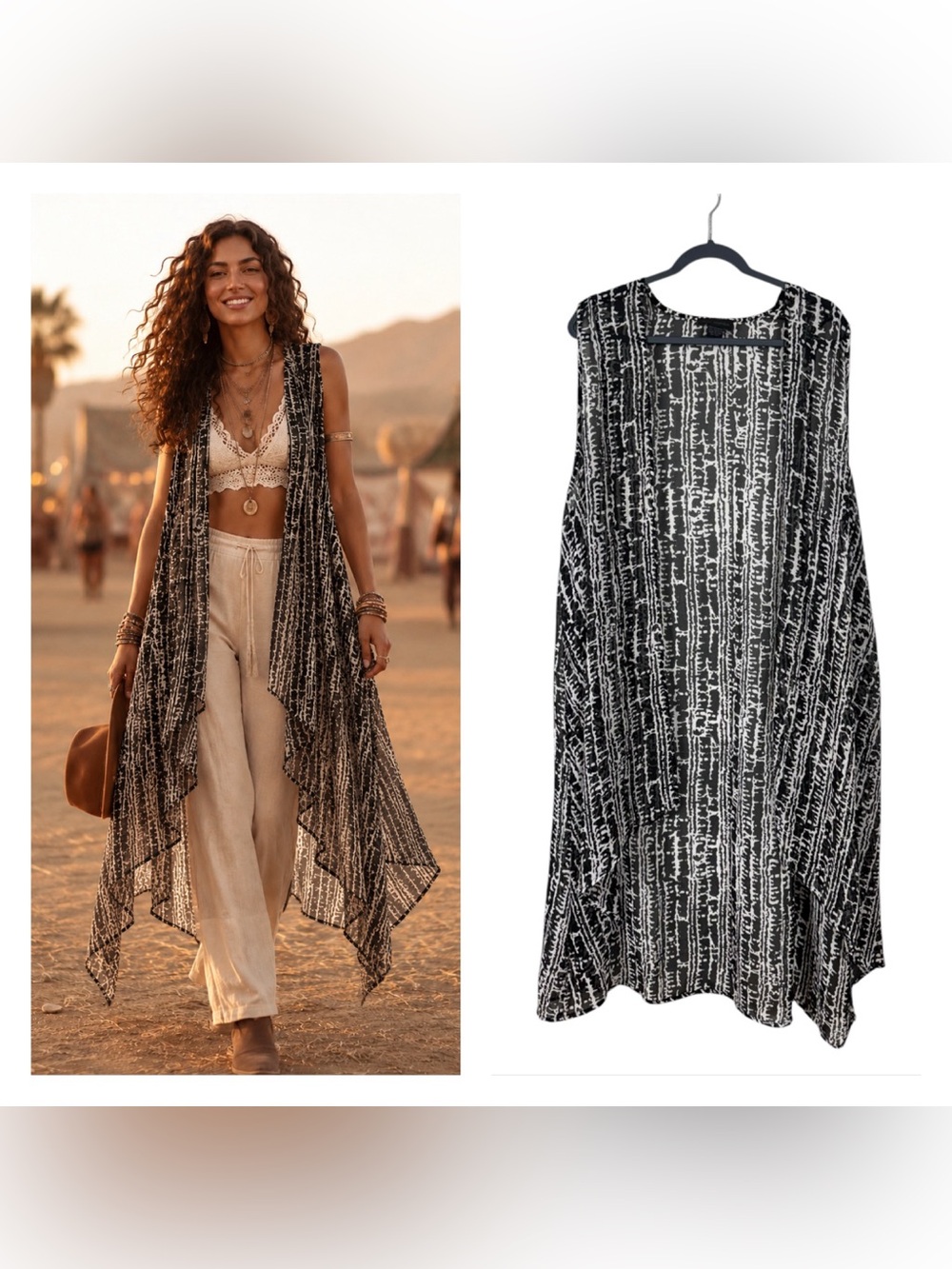 Women Bohemian Sheer Duster Cardigan Wrap OS Missy Coachella Festival Whimsigoth